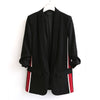 women black blazer  Notched collar long sleeves jacket casual outerwear casaco feminina tops 910021