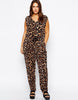Leopard Jumpsuit Plus Size Women 6XL Big Large Summer Rompers Jumpsuits Long 5XL Lady Casual Overalls V neck Sleeveless 4XL 3XL