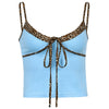 Leopard Patchwork Y2K Ribbed Female Top Camisole Sexy Skinny V-neck Short Top Fashion Summer Spaghetti Strap Camis Cuteandpsycho