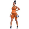 Leopard Print Biker Shorts 2 Piece Set Women Summer Clothes Sleeveless Tank Crop Top Shorts Sets Sweat Suit Sportwear Track Suit