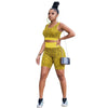 Leopard Print Biker Shorts 2 Piece Set Women Summer Clothes Sleeveless Tank Crop Top Shorts Sets Sweat Suit Sportwear Track Suit