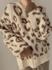 Leopard Print Winter Pullover Women Casual Loose Knitted Sweater Vintage Long Sleeve Knitwear Female O-Neck Warm Jumper