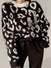 Leopard Print Winter Pullover Women Casual Loose Knitted Sweater Vintage Long Sleeve Knitwear Female O-Neck Warm Jumper