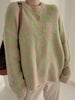 Leopard Print Winter Pullover Women Casual Loose Knitted Sweater Vintage Long Sleeve Knitwear Female O-Neck Warm Jumper
