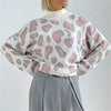 Leopard Print Women's Sweater Winter Casual Turtleneck Knit Pullover Oversized Vintage Long Sleeve Jumper Vintage Loose Knitwear