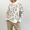 Leopard Print Women's Sweater Winter Casual Turtleneck Knit Pullover Oversized Vintage Long Sleeve Jumper Vintage Loose Knitwear