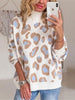 Leopard Print Women's Sweater Winter Casual Turtleneck Knit Pullover Oversized Vintage Long Sleeve Jumper Vintage Loose Knitwear