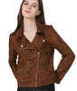 Leopard Suede Leather Blazers Coat Women 2022 Zipper Pockets Ruched Ladies Outerwear Casual moto biker Jacket Coat