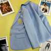 Letter Embroidery Single Breasted Loose Office Ladies Blazer  Womens Suit Jacket Autumn Formal Outerwear White Coat