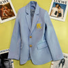Letter Embroidery Single Breasted Loose Office Ladies Blazer  Womens Suit Jacket Autumn Formal Outerwear White Coat
