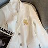 Letter Embroidery Single Breasted Loose Office Ladies Blazer  Womens Suit Jacket Autumn Formal Outerwear White Coat