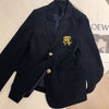 Letter Embroidery Single Breasted Loose Office Ladies Blazer  Womens Suit Jacket Autumn Formal Outerwear White Coat
