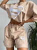 Letter embroidery Women's Tracksuit Suit Sportswear Women T-shirt Shorts Tracksuits Sets Female Summer Casual Short Pants Suits