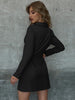 LiTi Double Breasted Belted Lapel Collar Blazer Dress V Neck Long Sleeve Jacket Coat Blazer Women Dress Blazer Suit