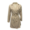 LiTi Double Breasted Belted Lapel Collar Blazer Dress V Neck Long Sleeve Jacket Coat Blazer Women Dress Blazer Suit