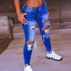 Light Blue Ripped Jeans For Women 2022 Street Style Sexy Low Rise Distressed Trouser Stretch Skinny Hole Denim Pencil Pants
