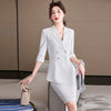 Light Green Half Sleeve Suits Women Summer Thin High End Professional Temperament Slim Blazer And Skirt Office Ladies Work Wear