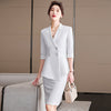 Light Green Half Sleeve Suits Women Summer Thin High End Professional Temperament Slim Blazer And Skirt Office Ladies Work Wear