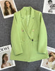 Light Green Suit Women's 2023 Autumn Korean Loose  Long Sleeves Casual Suit Jacket Lady Office Blazer Female Tops