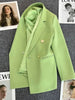 Light Green Suit Women's 2023 Autumn Korean Loose  Long Sleeves Casual Suit Jacket Lady Office Blazer Female Tops