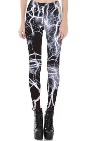 Lightening Plus Size womens Black leggings S To 4xL Blue Rainbow Sky View Women fitness clothing Pants