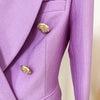 Lilac Purple Blazer Women 2023 Female Jacket Coat Double-breasted Metal Lion Buckle Slim Bead Work Suit Blazers