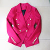 Lilac Purple Blazer Women 2023 Female Jacket Coat Double-breasted Metal Lion Buckle Slim Bead Work Suit Blazers