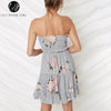 Lily Rosie Girl Print Ruffles Floral Sexy Dress Boho Women Summer Dress 2022 Strapless Spaghetti Strap Party Beach Dress Vestido
