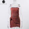 Lily Rosie Girl Red Striped Sexy Bow Strap Dress Women Off Shoulder Backless Summer Beach Mini Dresses Bodycon Cross Vestidos
