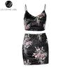 Lily Rosie Girl Sexy two-piece Suit Floral Print Dress Women V Neck Empire Back Zipper Bodycon Slim Fit Lady Party Club Dresses