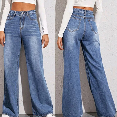Limiguyue Spring High Waist Straight Mom Jeans Women Casual Loose Wide Leg Denim Jeans Palazzo Pants Streetwear K753