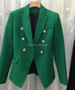 Limited GREEN Double Breasted Blazer Slim Waist Shoulder Notched lapels Woman Suit 2023 Spring Summer Autumn
