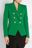 Limited GREEN Double Breasted Blazer Slim Waist Shoulder Notched lapels Woman Suit 2023 Spring Summer Autumn
