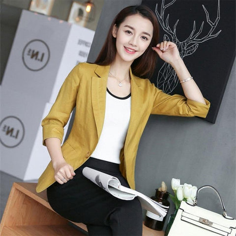 Linen Cotton Blazers and Jackets Women Plus Size 2022 Ladies Blaser Feminino Casual Slim Women's Coat Feminine Female Blazer