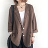 Linen Suit Jacket Women's Spring And Autumn Loose Large Size All-Match Mid-Length Casual Shirt Blazer Retro Long Sleeve Top H086