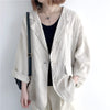 Linen Suit Jacket Women's Spring And Autumn Loose Large Size All-Match Mid-Length Casual Shirt Blazer Retro Long Sleeve Top H086