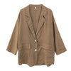 Linen Suit Jacket Women's Spring And Autumn Loose Large Size All-Match Mid-Length Casual Shirt Blazer Retro Long Sleeve Top H086