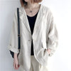 Linen Suit Jacket Women's Spring And Autumn Loose Large Size All-Match Mid-Length Casual Shirt Blazer Retro Long Sleeve Top H086