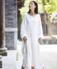 Linen dress big size Batwing Cotton Women Long Dress Oversized Zen style Solid Robe ete 2022 Femme Gown Loose Casual Maxi Dress