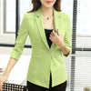 Linen small siut women office lady formal Casual Coat  three quarter Sleeve Cotton Blazer Tops plus size 4XL