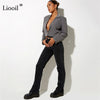 Liooil Boyfriend Slit High Waisted Jeans Women Streetwear Straight Leg Black Skinny Jeans Pants Fall 2022 Casual Denim Trousers