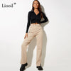 Liooil Boyfriend Slit High Waisted Jeans Women Streetwear Straight Leg Black Skinny Jeans Pants Fall 2022 Casual Denim Trousers