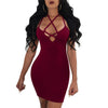 Sexy Club Bandage Dress Halter Off Shoulder Backless Mini Dress Bodycon Hollow Out Black Blue Wine Red Women Dresses Robe