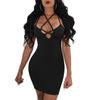 Sexy Club Bandage Dress Halter Off Shoulder Backless Mini Dress Bodycon Hollow Out Black Blue Wine Red Women Dresses Robe