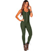 Sexy Club Zip Up Black Bodycon Jumpsuit Summer Autumn Sleeveless Deep V Neck Backless Women Rompers Slim Stretch Overalls