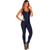 Sexy Club Zip Up Black Bodycon Jumpsuit Summer Autumn Sleeveless Deep V Neck Backless Women Rompers Slim Stretch Overalls