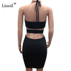 Sexy Mesh See Through Sequin Halter Mini Dress Women Hollow Out Lace Up Sleeveless Backless Bodycon Club Short Dresses