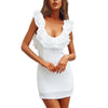 Summer chiffon dress women Sexy V-Neck sleeveless backless split bodycon dress elegant party dresses Mini beach dress