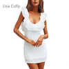 Summer chiffon dress women Sexy V-Neck sleeveless backless split bodycon dress elegant party dresses Mini beach dress