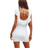 Summer chiffon dress women Sexy V-Neck sleeveless backless split bodycon dress elegant party dresses Mini beach dress